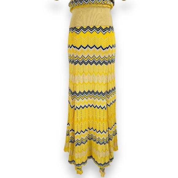 Sandro Paris Womens Zig Zag Wrap Top Midi Skirt 2PC Set 1 / XS Yellow - Picture 10 of 16